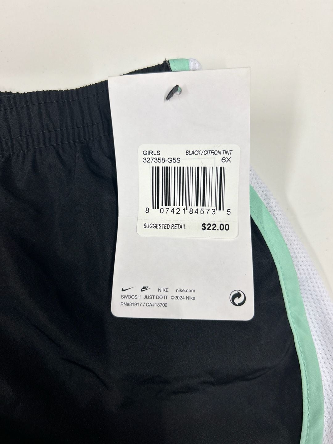 Nike Girls Dri-FIT Tempo Running Shorts Black Citron Tint Size 6X 3