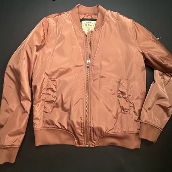 Ci Sono by Cavalini Rose Gold Satin Bomber Jacket Size Medium