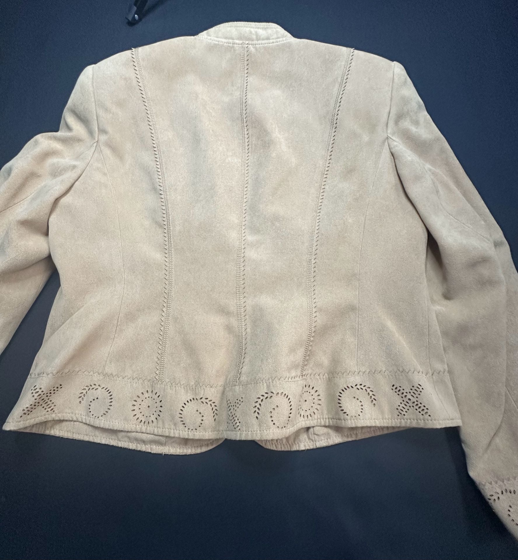 Vintage Conrad C Faux Suede With Cut-outs Women's Zip Up Jacket Size 18 3