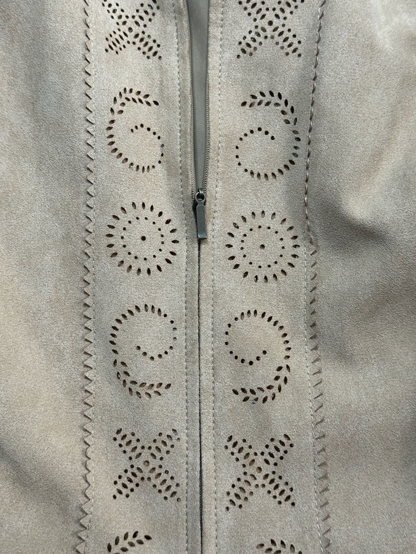 Vintage Conrad C Faux Suede With Cut-outs Women's Zip Up Jacket Size 18 5