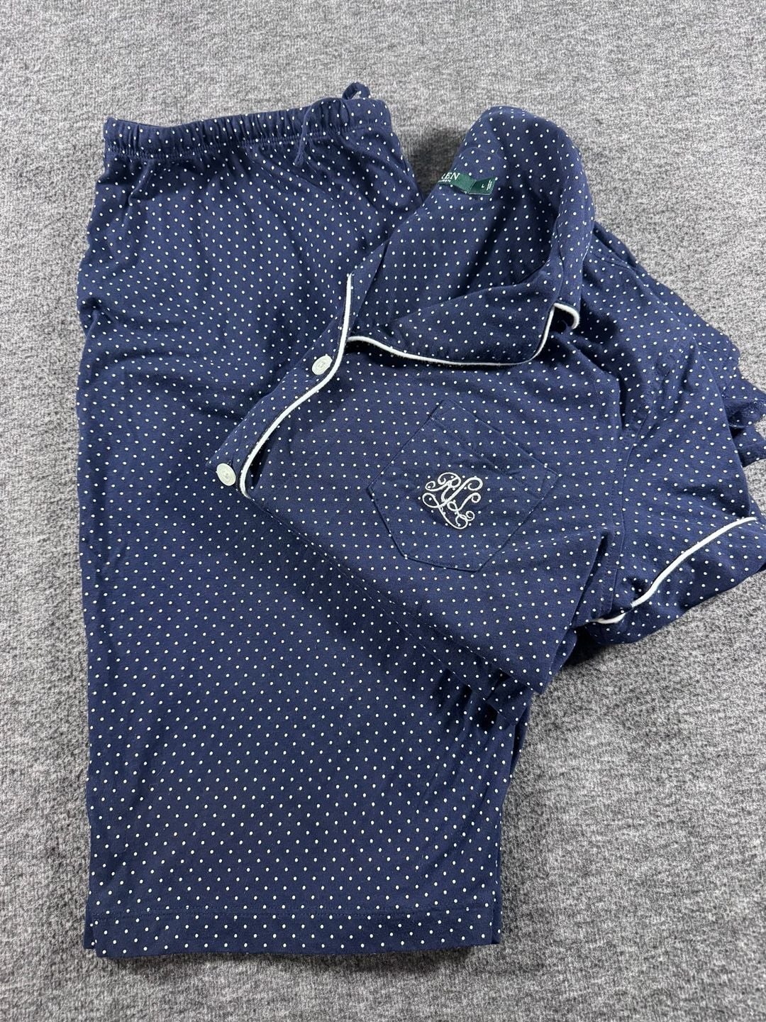 Lauren Ralph Lauren Women's Navy Polka Dot Short Sleeve Bermuda Pajama Set 1