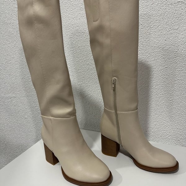  ZODIAC Women's Riona Block Heel Tall Boot Birch 5 | Knee-High