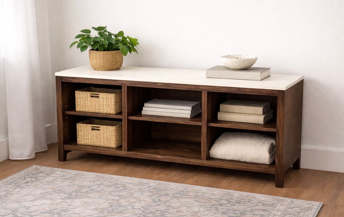 Safavieh Saide 6-Shelf Industrial Modern Media Stand and Console Table in Brown and White 1