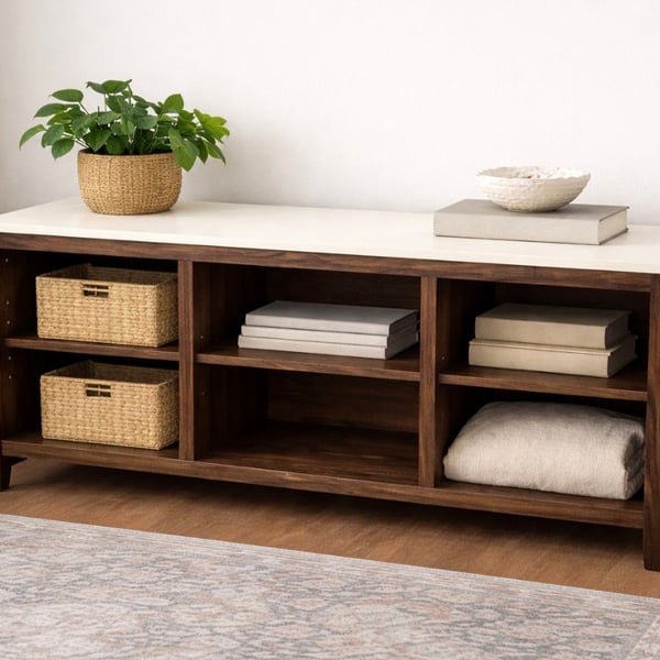 Safavieh Saide 6-Shelf Industrial Modern Media Stand and Console Table in Brown and White