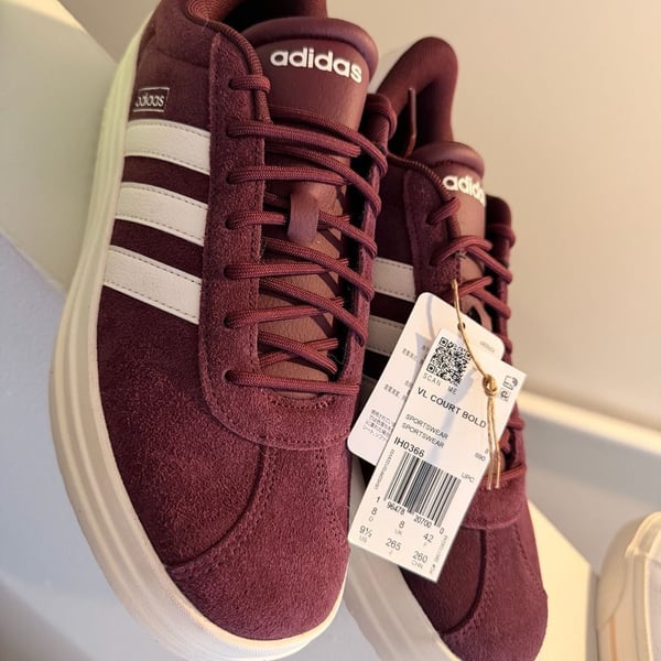 Adidas VL Court Bold Maroon Burgundy Suede Sneakers, Women's Size 9.5 - NWT