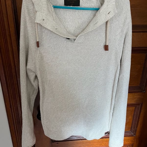 Outpost Makers Men's Cream Hooded Henley Knit Sweater