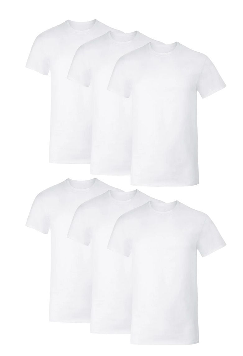 Hanes Men's Tagless Cotton Stretch Crewneck T-Shirt Undershirts, 6-Pack - White 1