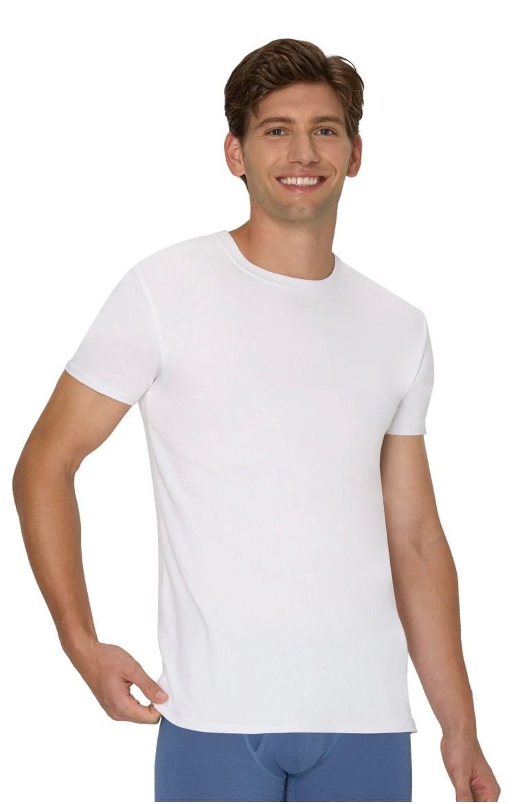 Hanes Men's Tagless Cotton Stretch Crewneck T-Shirt Undershirts, 6-Pack - White 3