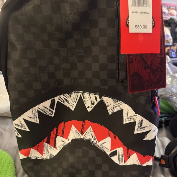 Sprayground Midnight Shadow Scribble Shark Checkered Backpack