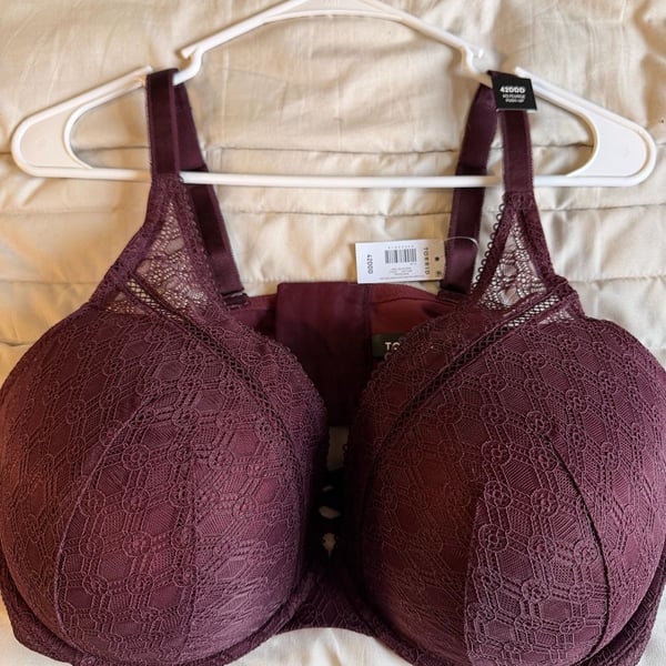 Torrid Wine Lace High Apex Plunge Push-Up Bra Size 42DDD