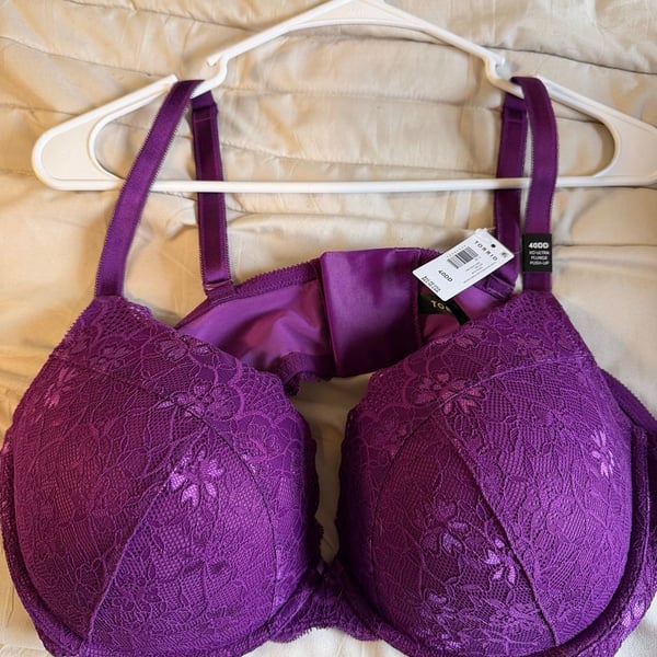 Torrid Plunge Push Up Bella Lace Straight Back Bra in Digital Plum - Size 40DD
