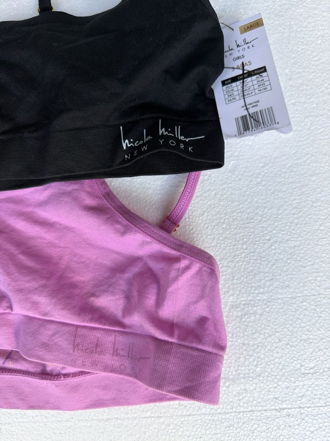 Nicole Miller New York Girls 2-Pack Seamless Comfort Bralettes, Size Large 2