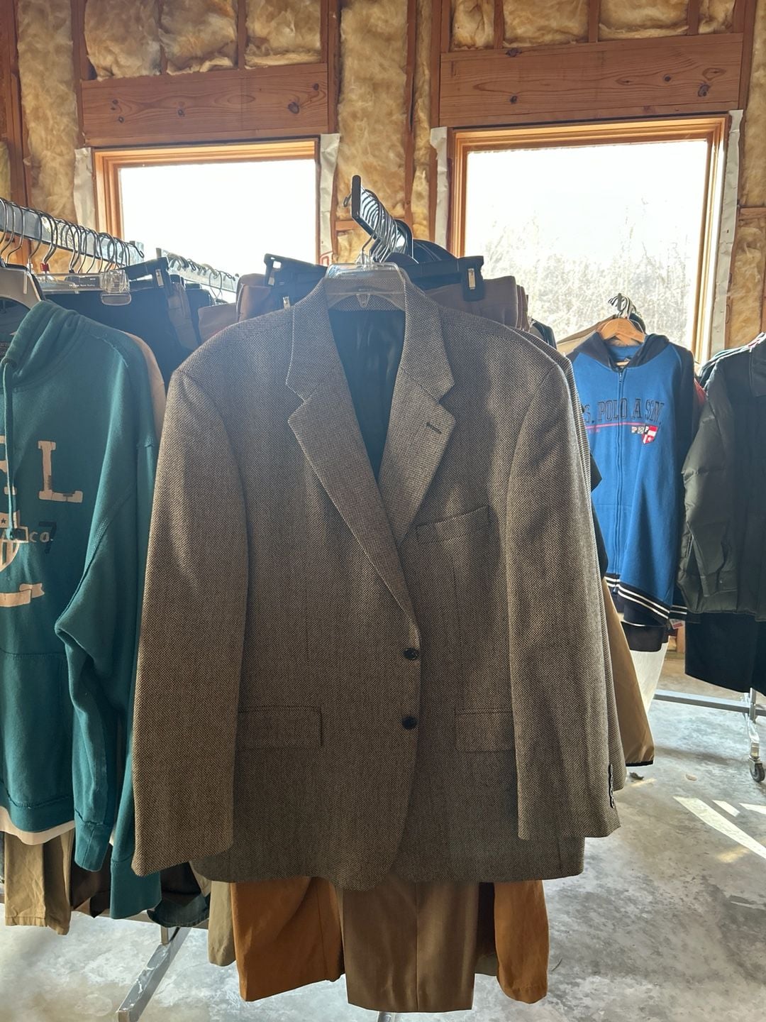 Vintage Chaps Ralph Lauren Pure New Wool Herringbone Sport Coat Blazer 46R 2