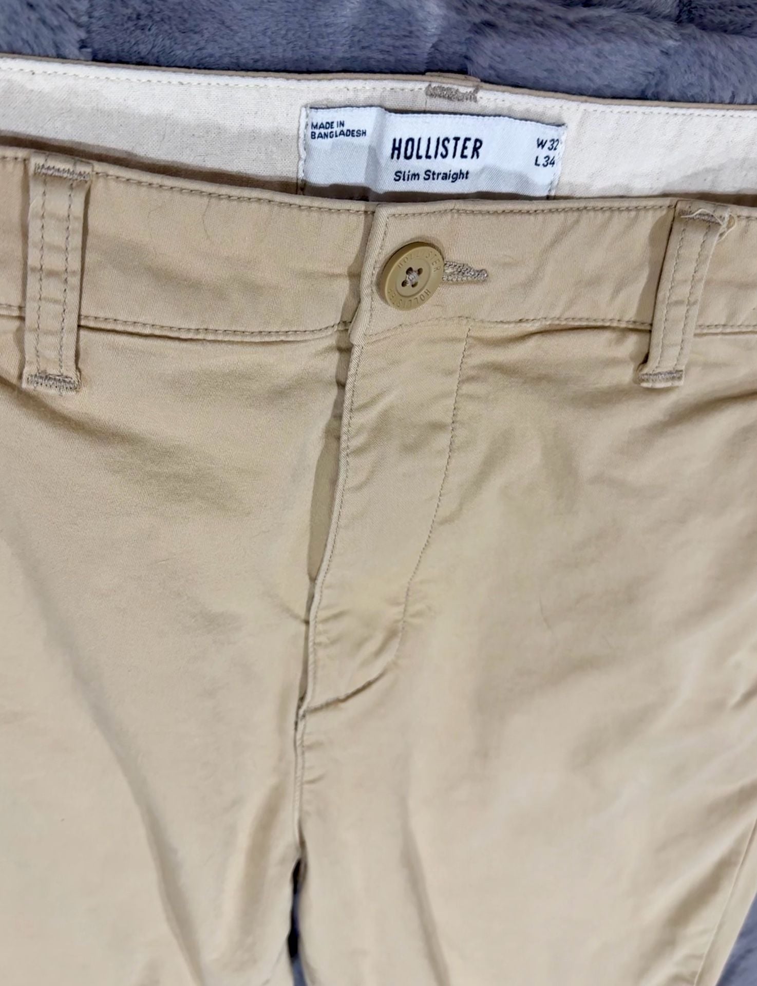 Hollister Men's Khaki Slim Straight Chino Pants W32 L34 2