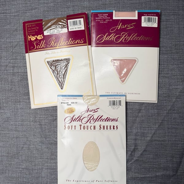 Lot of 3 | Vintage VTG Hanes Silk Reflections Pantyhose | Size CD 