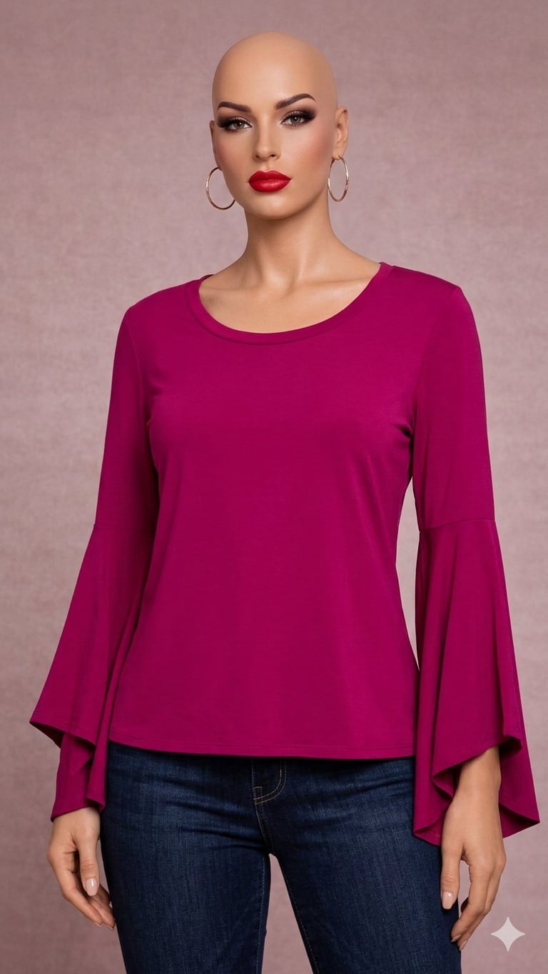NY & Co New York & Company Blouse Women’s Large Magenta Long Sleeve Top 2