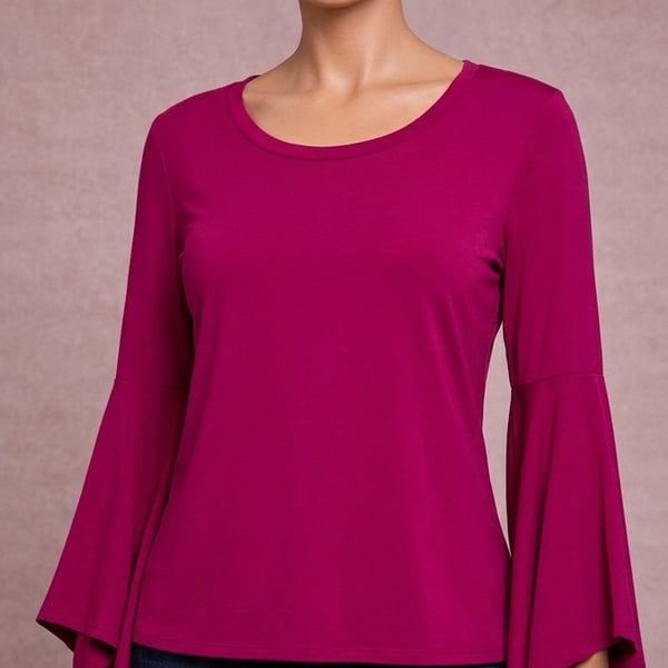 NY & Co New York & Company Blouse Women’s Large Magenta Long Sleeve Top