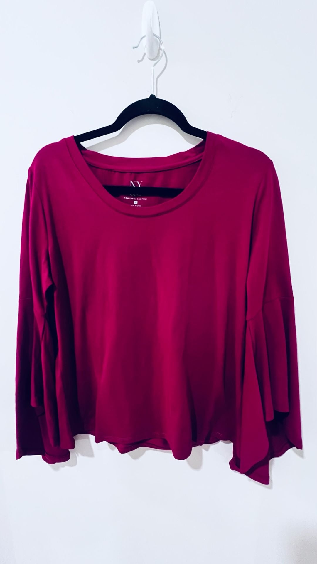 NY & Co New York & Company Blouse Women’s Large Magenta Long Sleeve Top 3