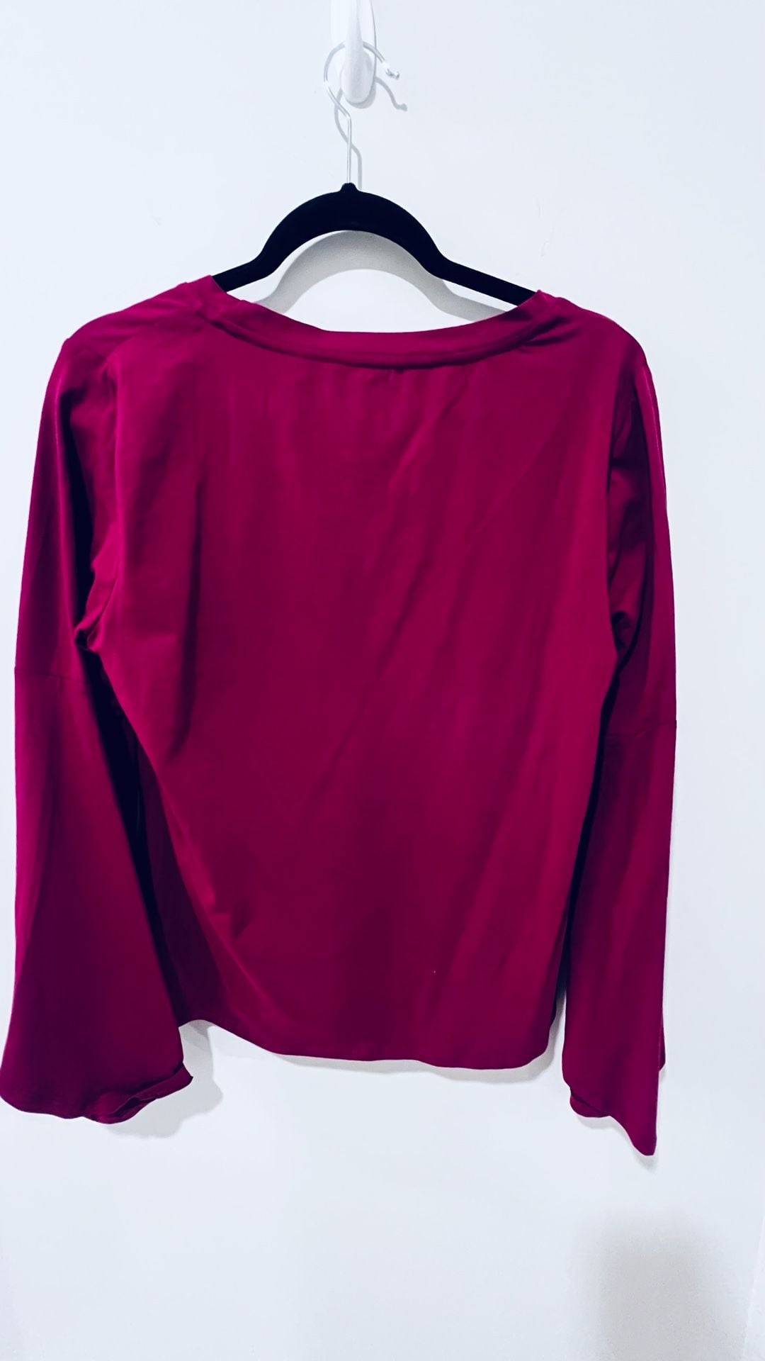 NY & Co New York & Company Blouse Women’s Large Magenta Long Sleeve Top 6