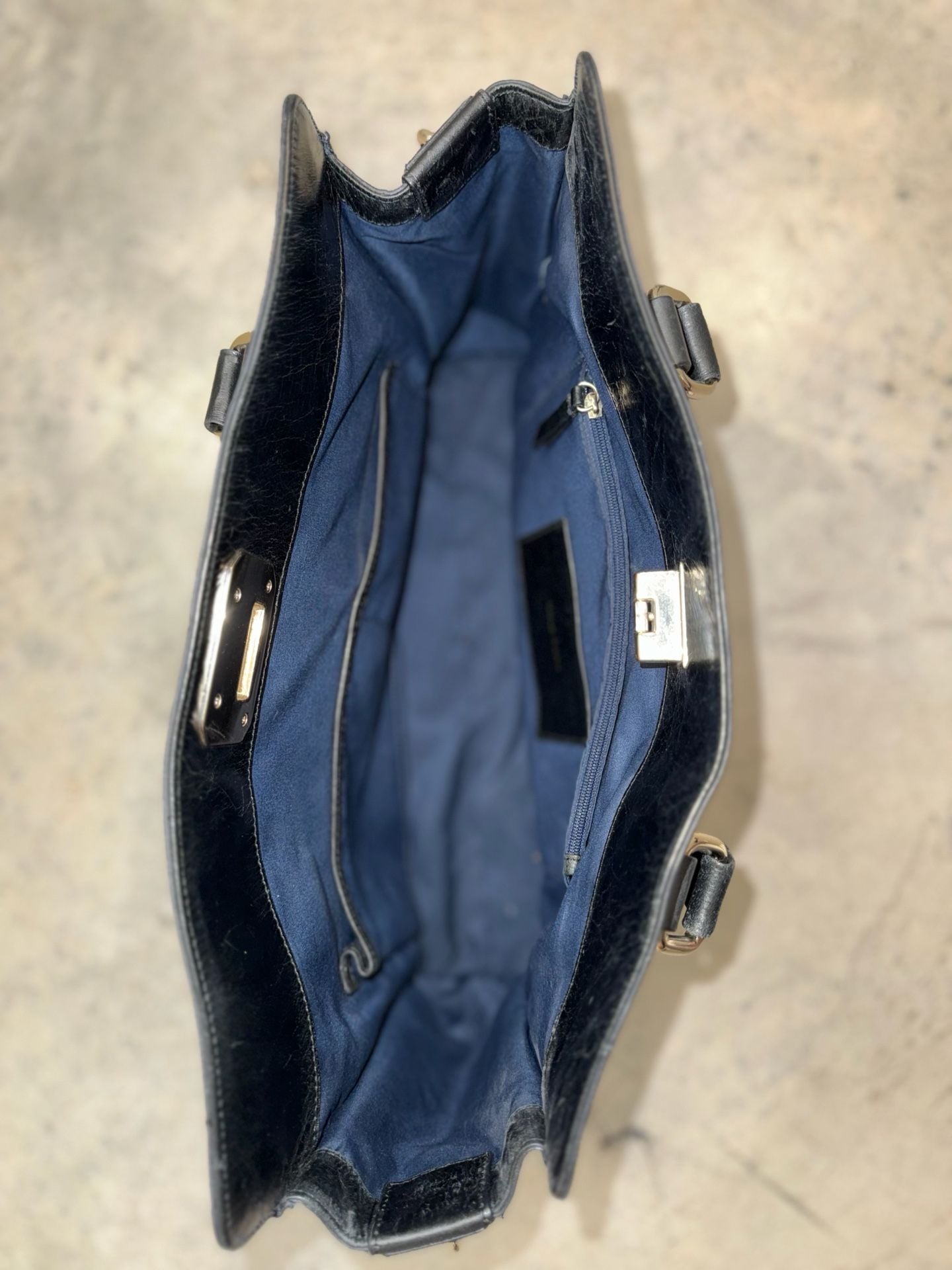 Cole Haan Kendra Valise Black Leather Satchel Tote Bag 4