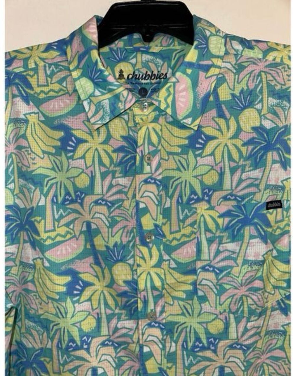 Chubbies Coco Cabana Breeze Performance Friday Ripstop Short Sleeve Button Down Shirt Size Large 2