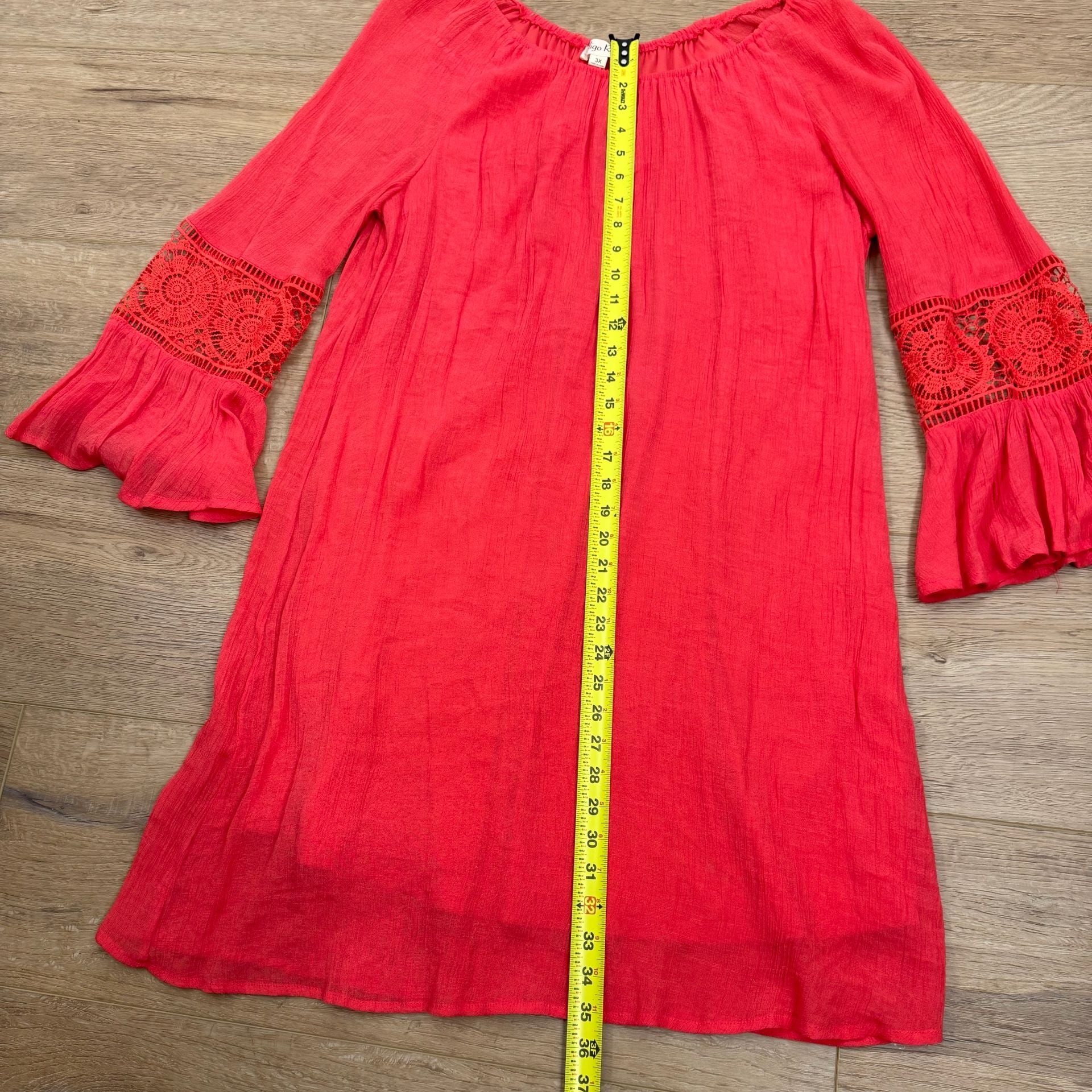 Indigo Rose Red Boho Peasant Dress 3X Lace Sleeve Plus Size Boutique 5