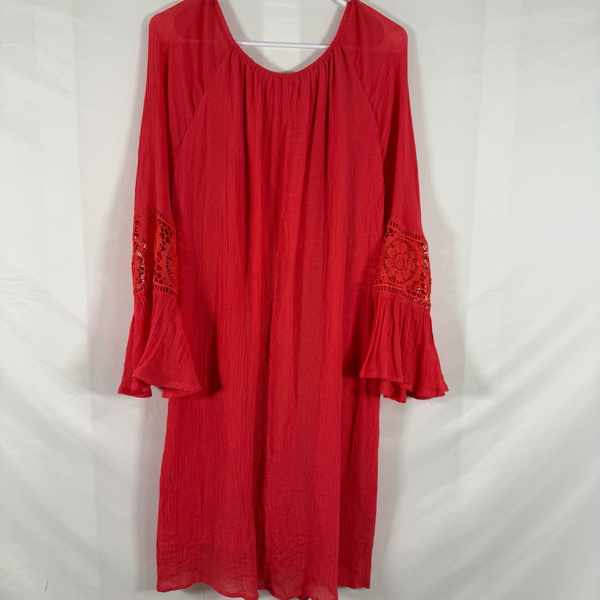 Indigo Rose Red Boho Peasant Dress 3X Lace Sleeve Plus Size Boutique 11