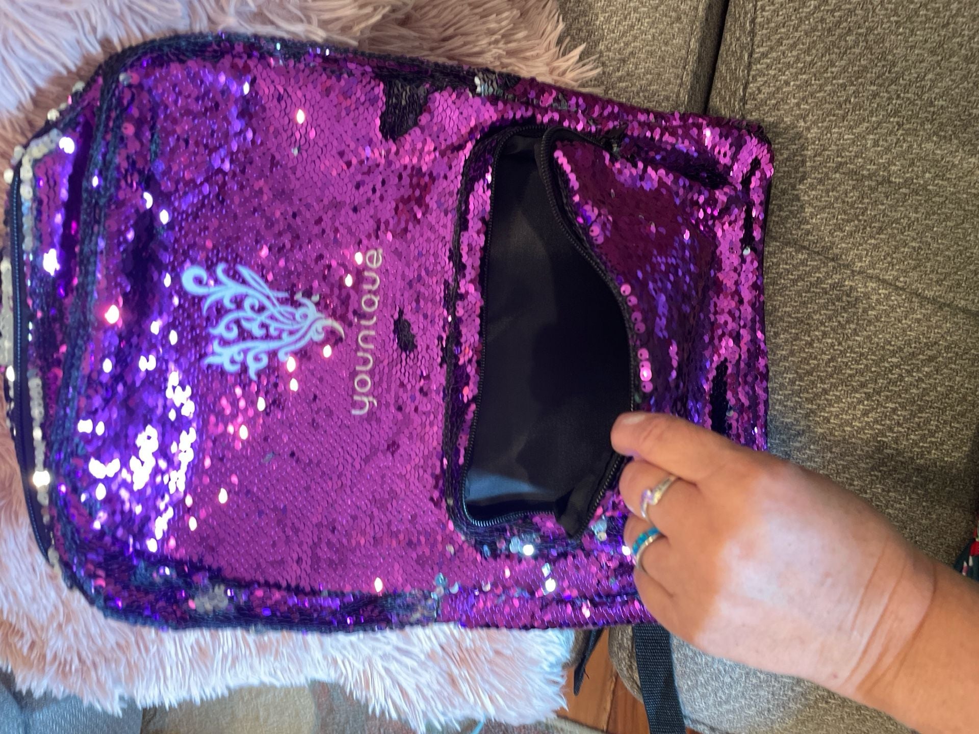 Younique Sequin Backpack Bookbag. Preowned.  Never used.   10
