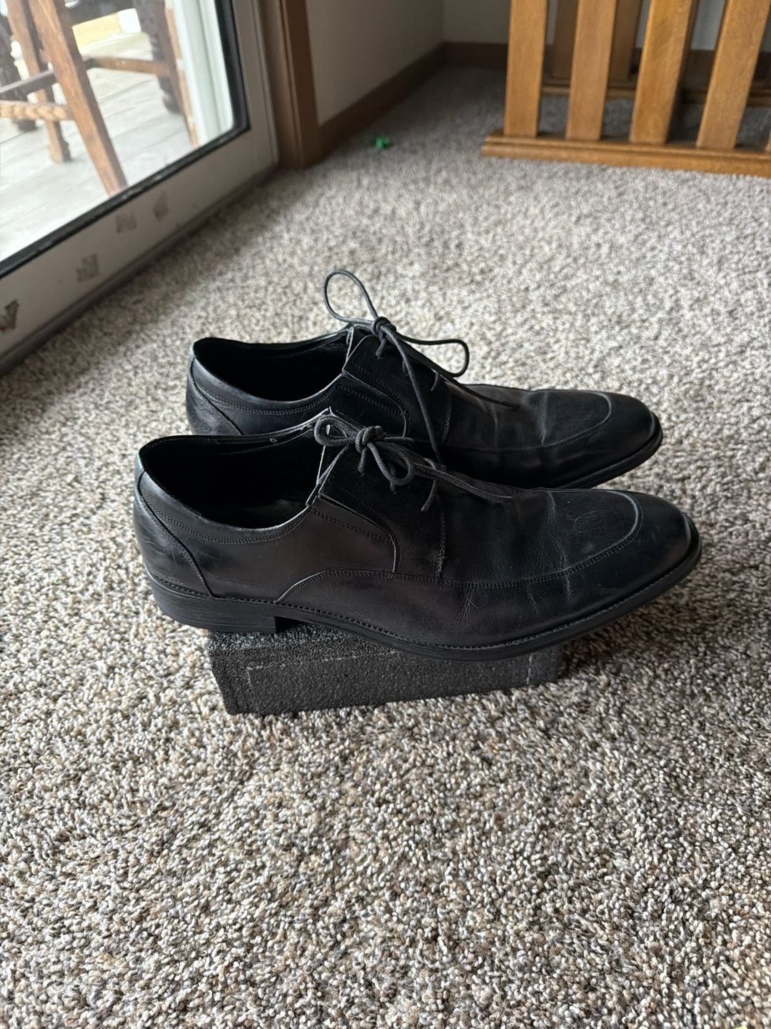 Kenneth Cole Stay Put Black Leather Lace Up Men's Derby Dress Shoes Size 10M 2