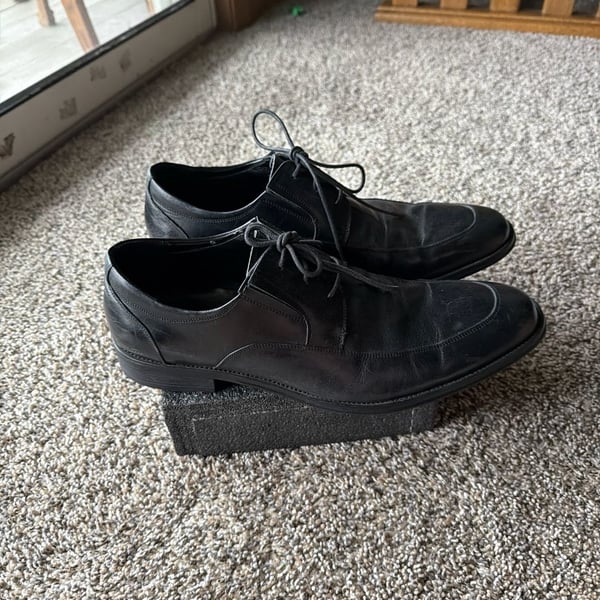 Kenneth Cole Stay Put Black Leather Lace Up Men's Derby Dress Shoes Size 10M