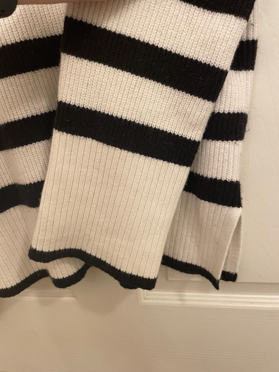White House Black Market Cashmere Blend Striped Bell Sleeve Mock Neck Sweater M 6