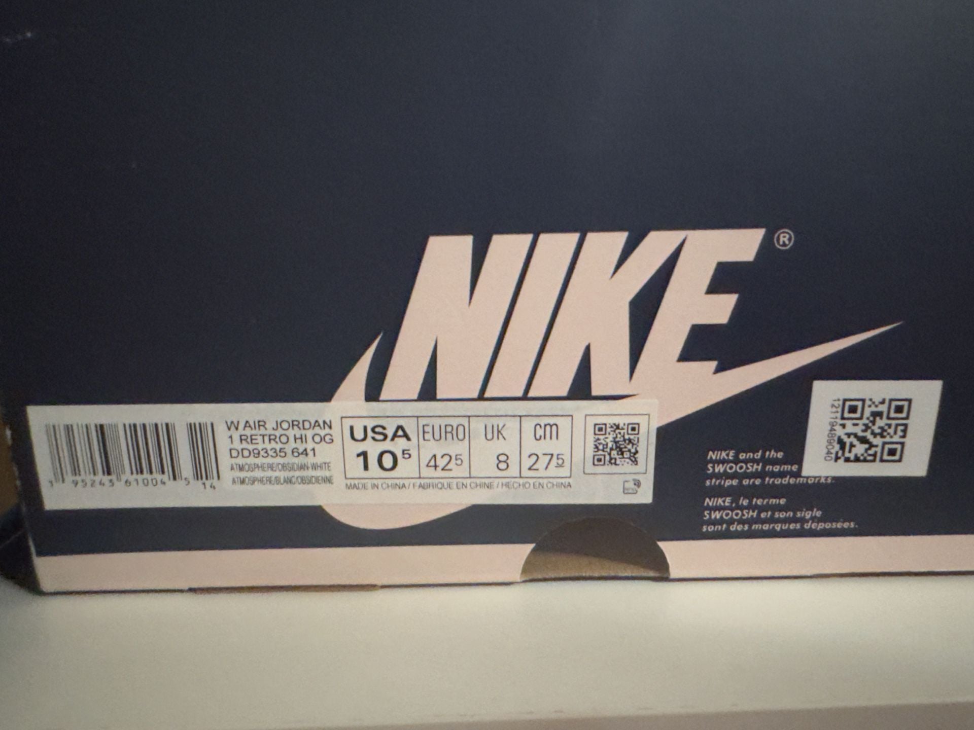 Air Jordan 1 Retro High OG Atmosphere Bubble Gum Women's 7