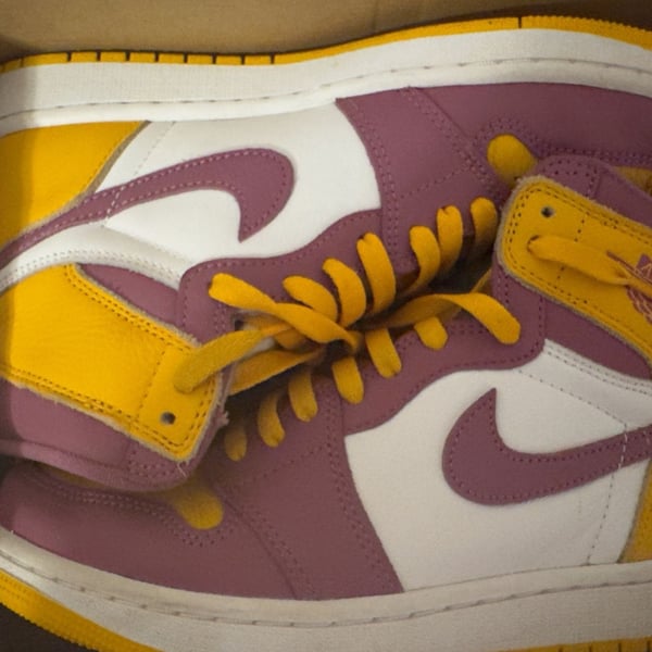 Air Jordan 1 Retro High OG Brotherhood Purple Gold Sneakers Size 9