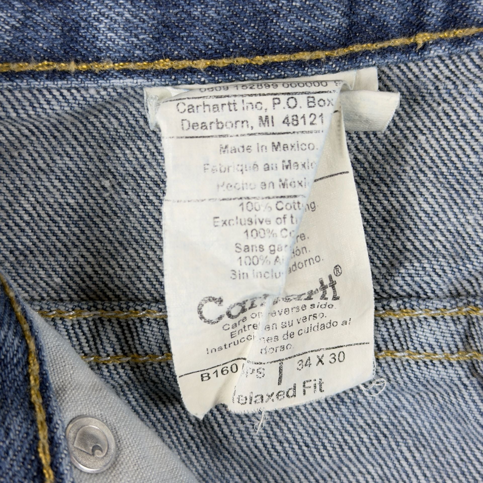 Carhartt B160 DST Relaxed Fit Tapered Leg Denim Jeans 34x30 Vintage Dark Stone 7
