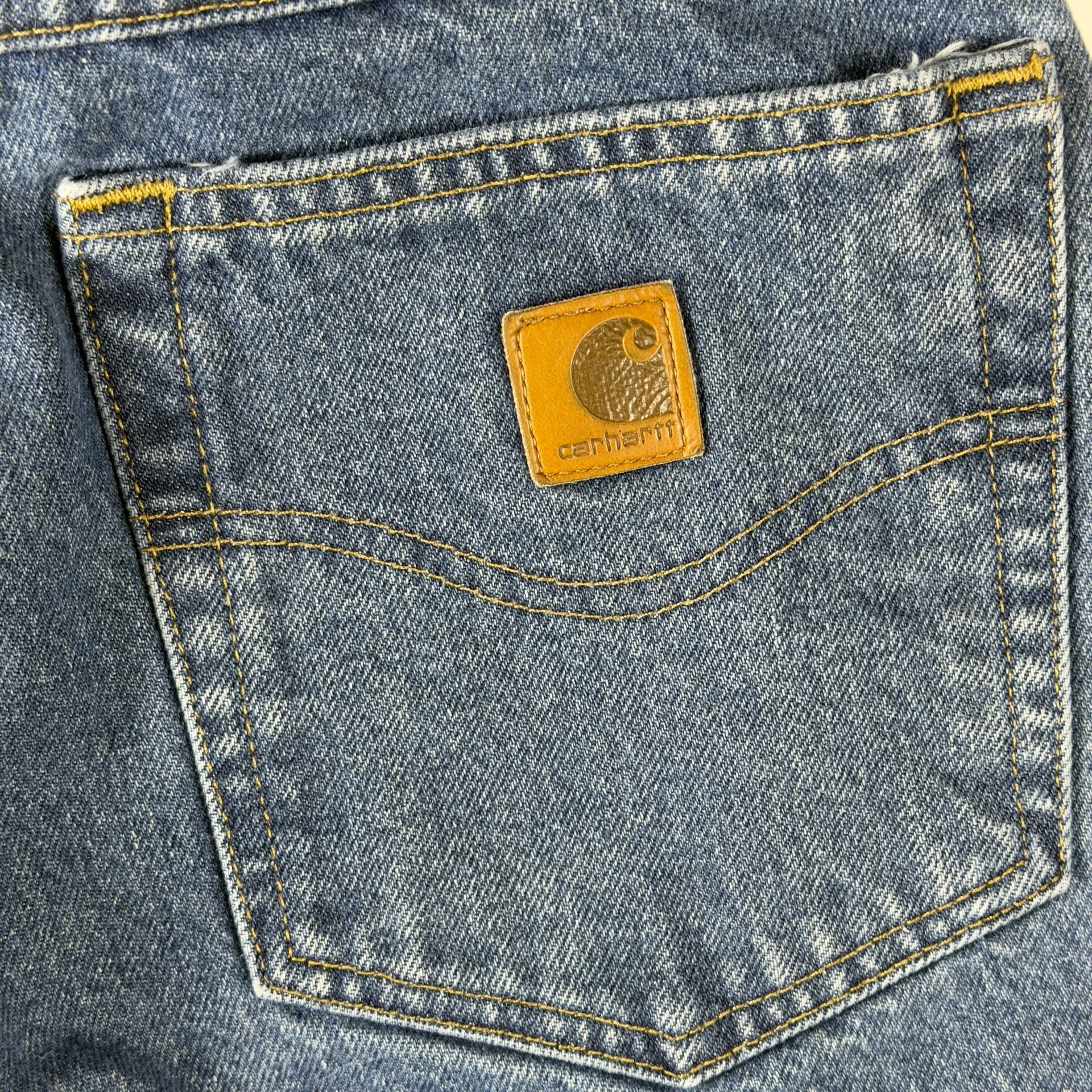 Carhartt B160 DST Relaxed Fit Tapered Leg Denim Jeans 34x30 Vintage Dark Stone 8