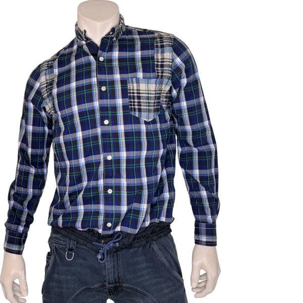 Junya Watanabe Comme des Garçons MAN Mixed Plaid Patchwork Button Down Shirt