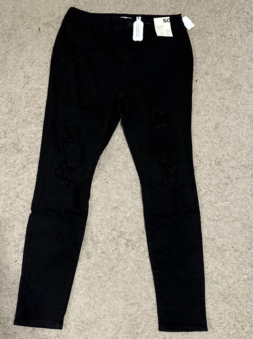 SO Goods for Life High Rise Distressed Jeggings in Black Size 15L 1