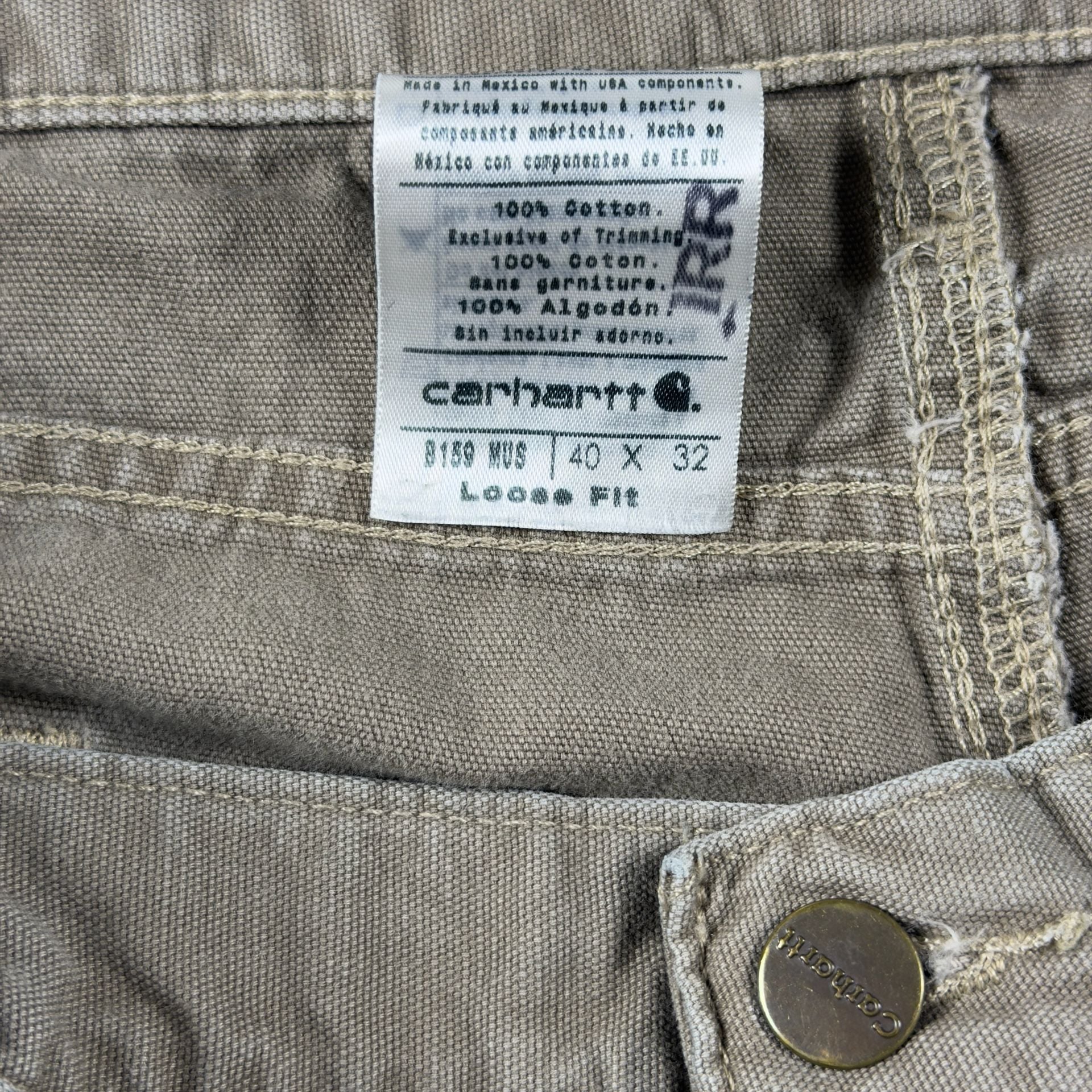 Vintage Carhartt B159 MUS Loose Fit Canvas Carpenter Pants 40 x 32 Mushroom 5