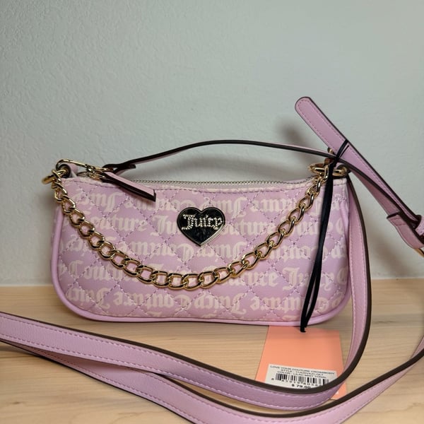 Juicy Couture Love Your Couture Quilted Monogram Crossbody Bag in Lilac Mist Tonal