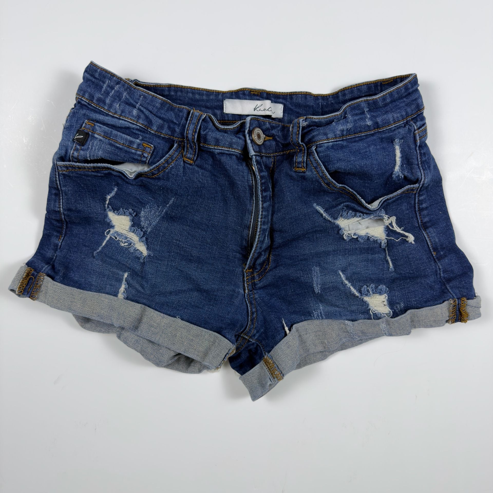 KanCan Distressed Cuffed Mid Rise Jean Shorts Medium Wash Size 9/28 KC6005D 2