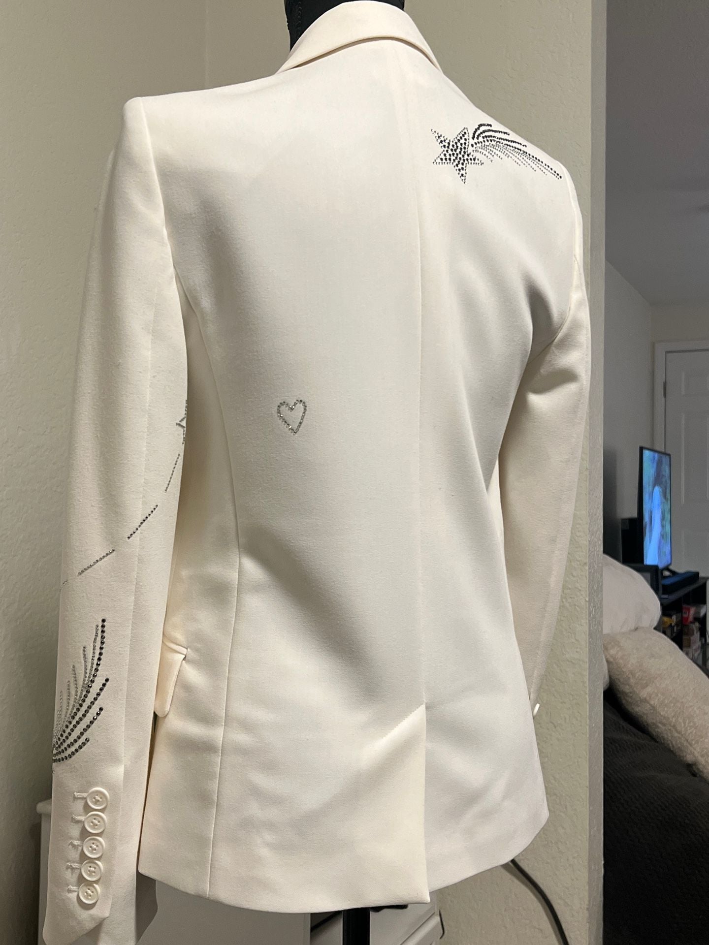Zadig & Voltaire Victor Strass White Star Embellished Blazer size 34 11