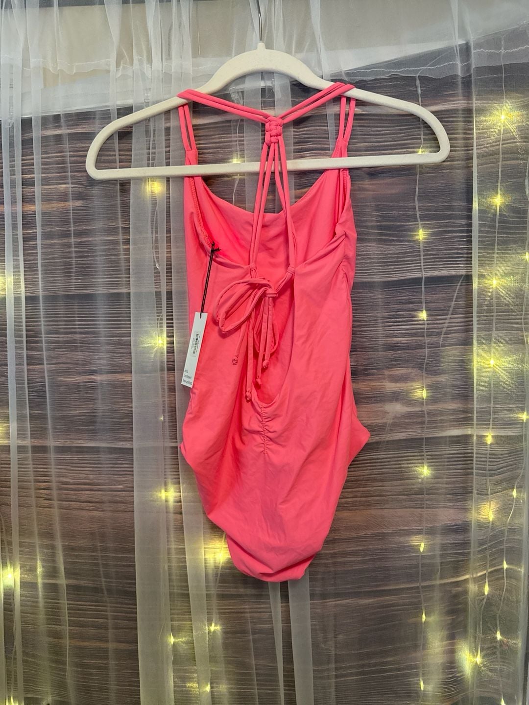 Unsubscribed Women's Hot Pink One Piece Strappy Tieback Swimsuit 4
