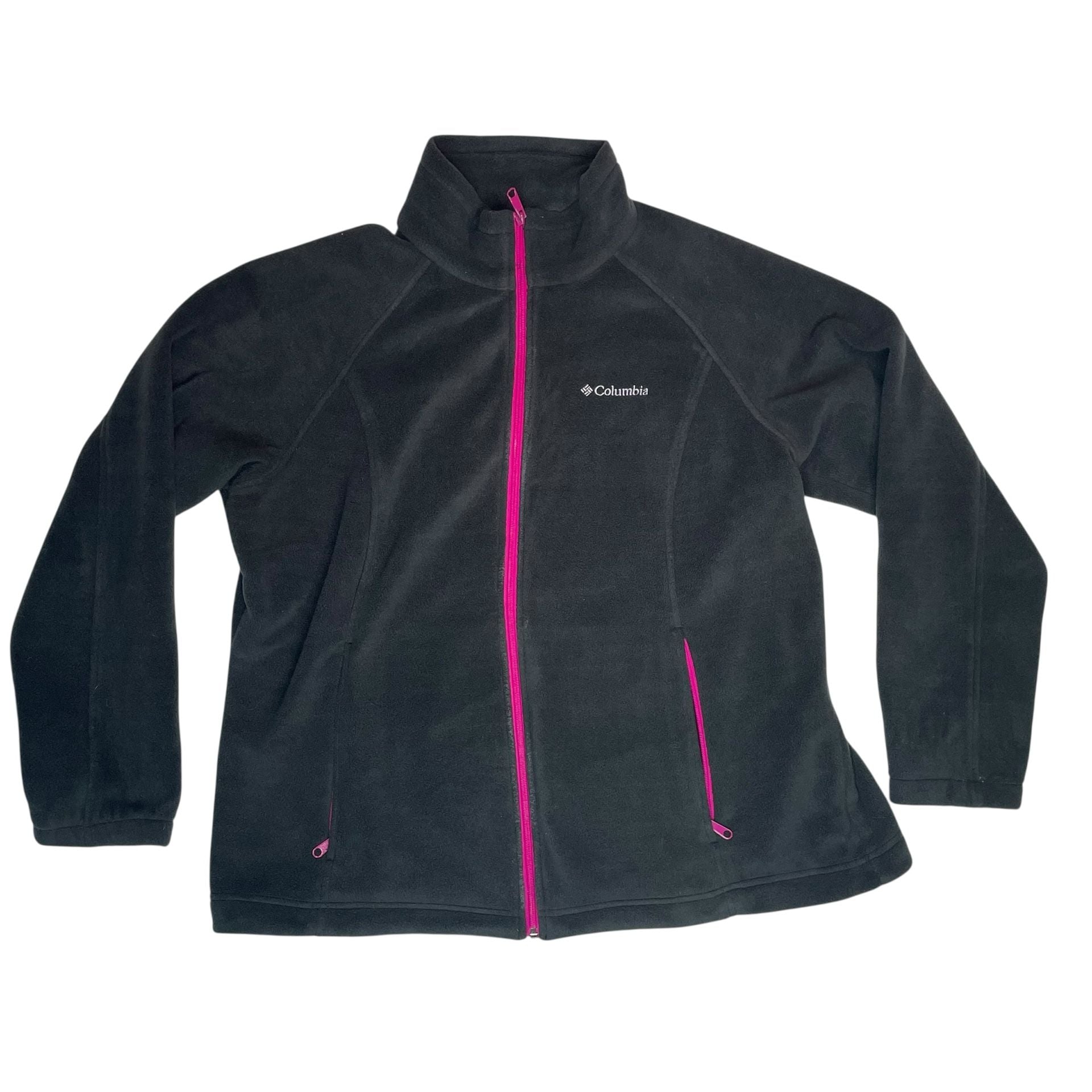 Columbia Fleece Jacket Women’s 1X Black Pink Zip Outdoor Full Zip 2