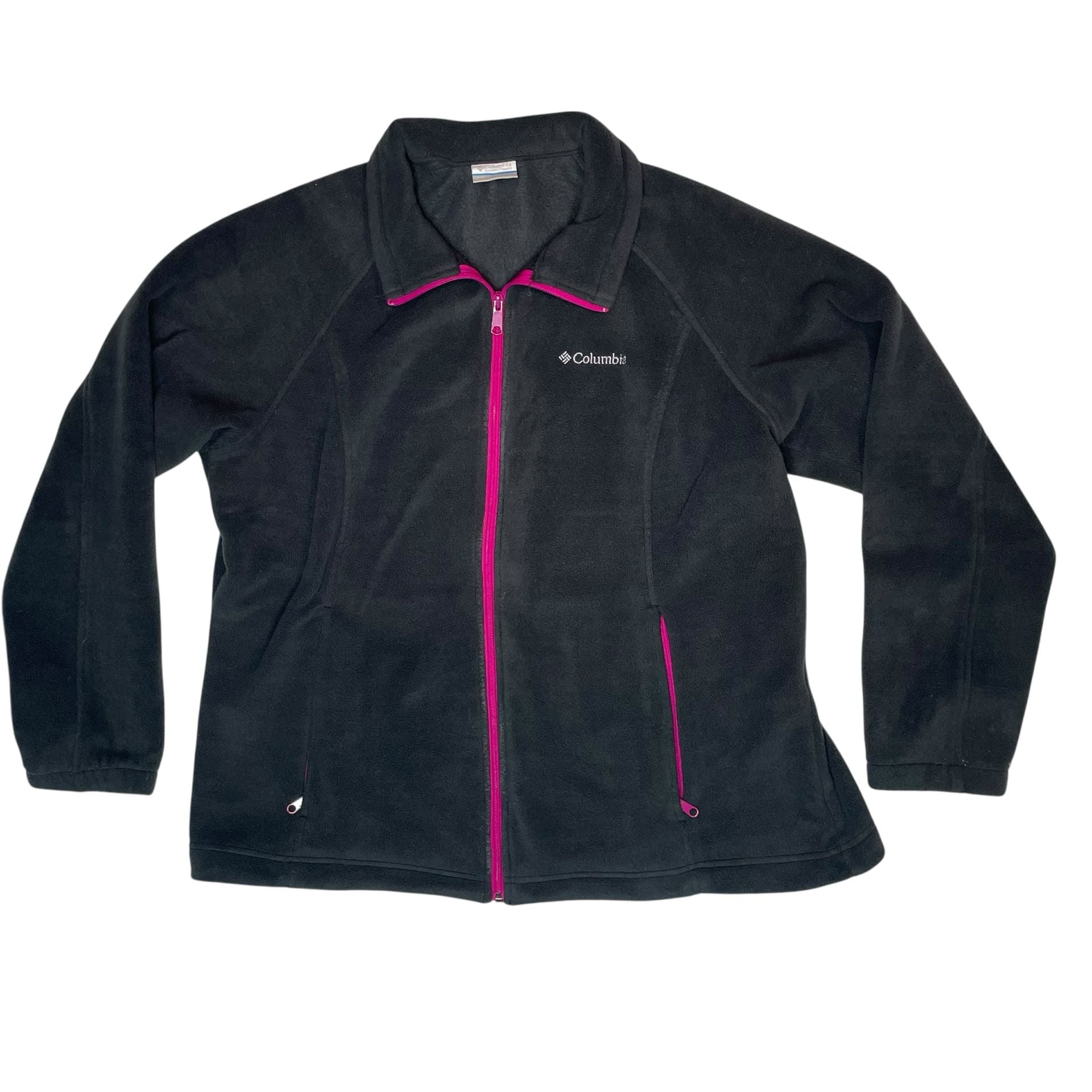 Columbia Fleece Jacket Women’s 1X Black Pink Zip Outdoor Full Zip 3