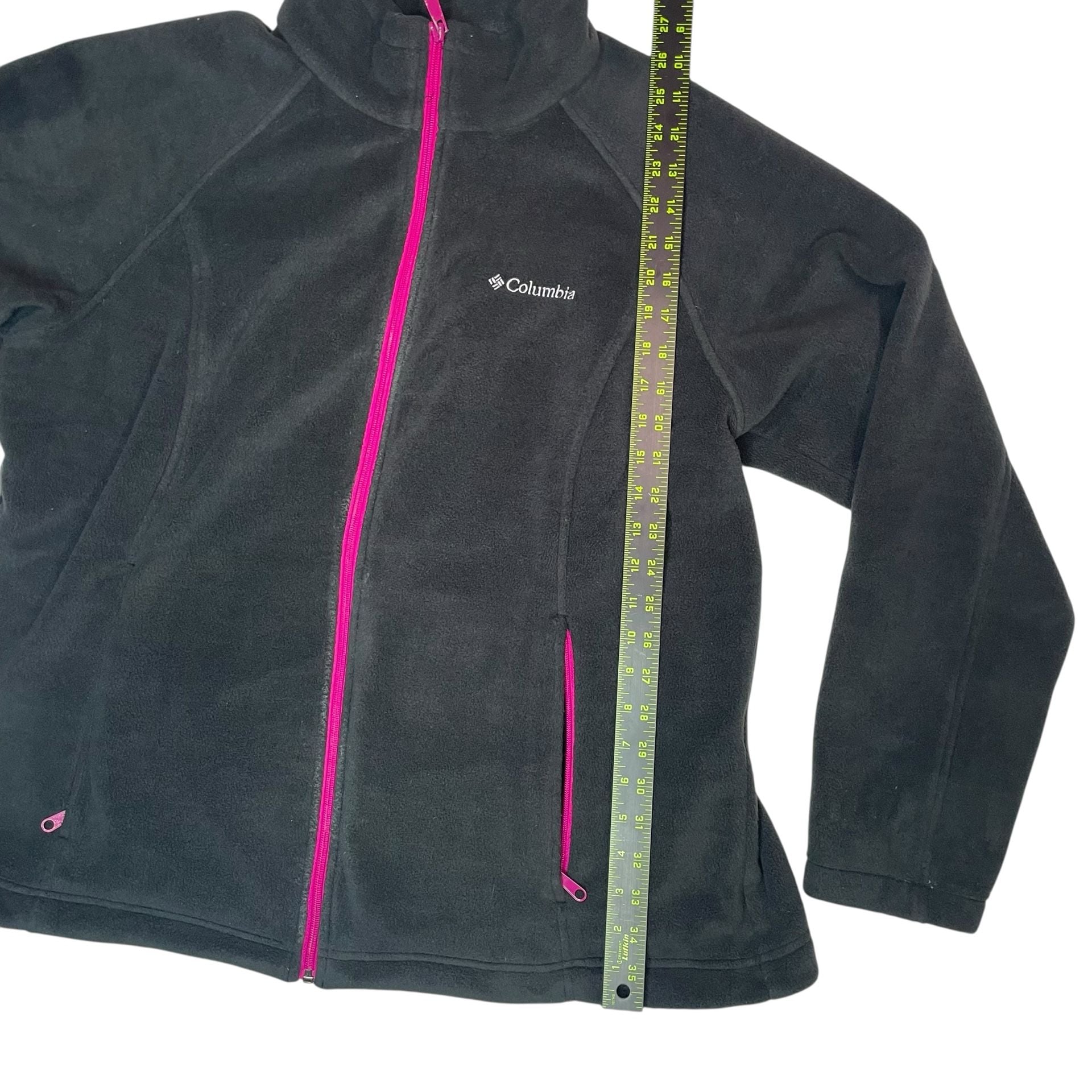Columbia Fleece Jacket Women’s 1X Black Pink Zip Outdoor Full Zip 4