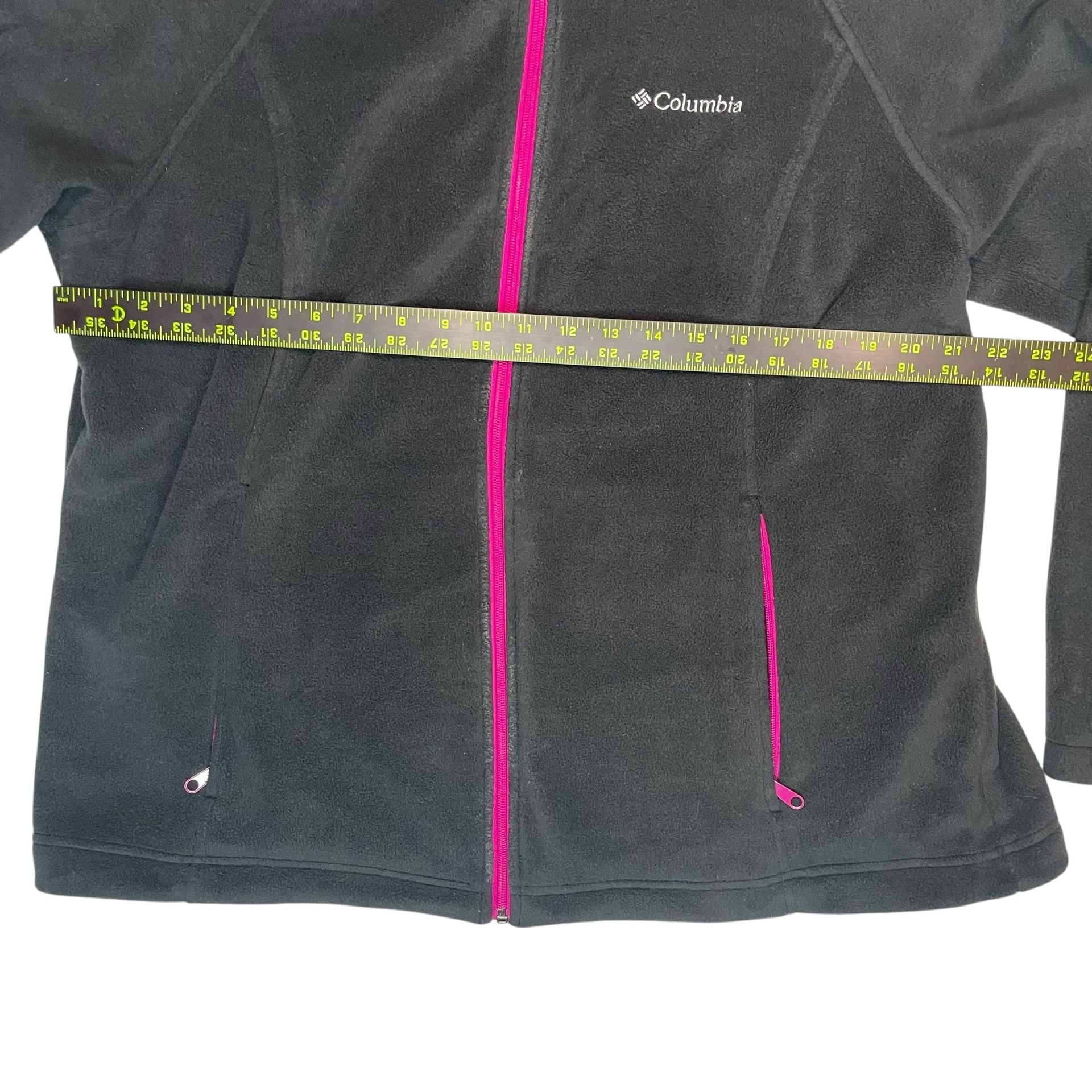 Columbia Fleece Jacket Women’s 1X Black Pink Zip Outdoor Full Zip 5