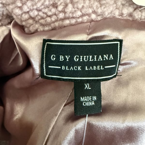 G by Giuliana Black Label XL Pink Teddy Sherpa Faux Fur Coat