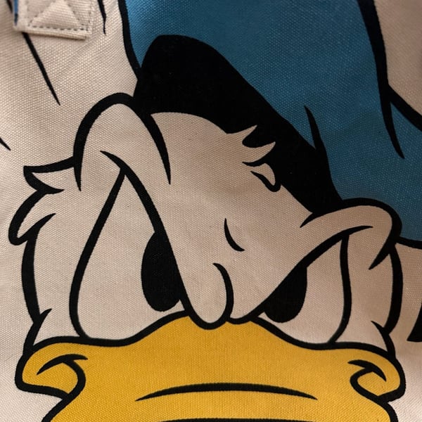 Disney Store Donald Duck Angry Happy Double Sided Canvas Tote Bag