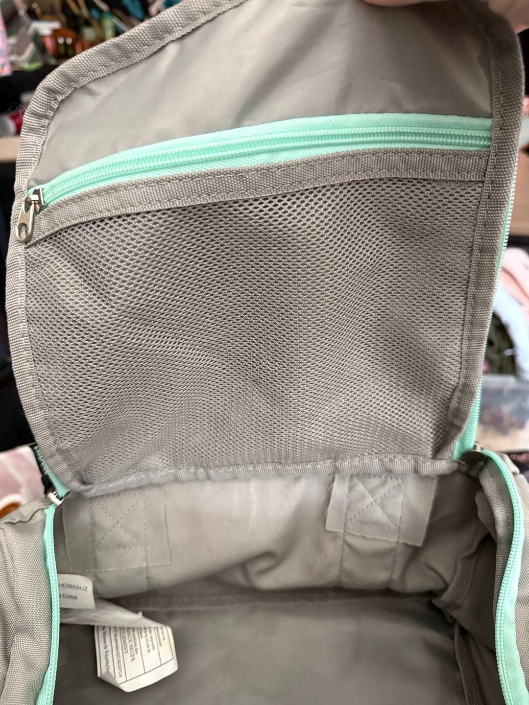 Cabela's Small Catch-All Gear Duffel Bag Gray with Mint Green Trim 4