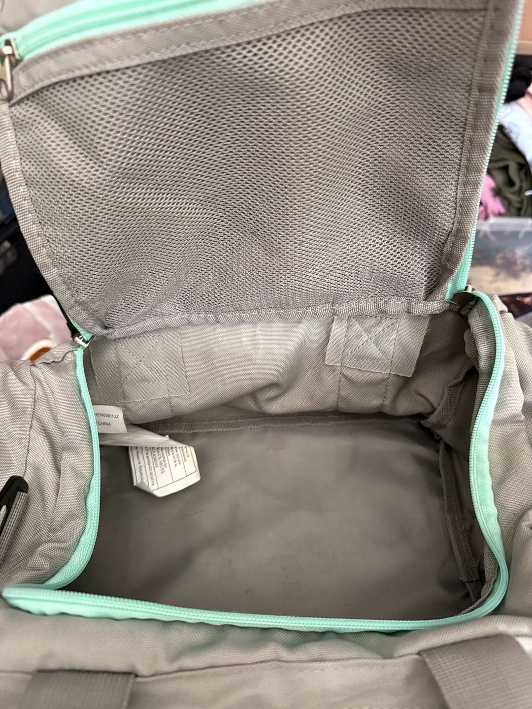 Cabela's Small Catch-All Gear Duffel Bag Gray with Mint Green Trim 5